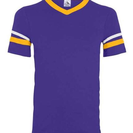 V-Neck Jersey with Striped Sleeves
