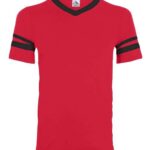 V-Neck Jersey with Striped Sleeves