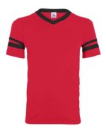 V-Neck Jersey with Striped Sleeves
