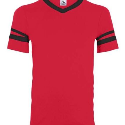V-Neck Jersey with Striped Sleeves