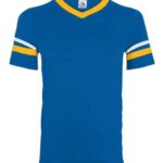 V-Neck Jersey with Striped Sleeves