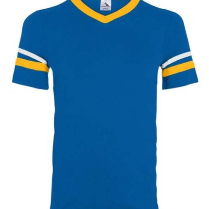 V-Neck Jersey with Striped Sleeves