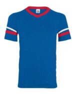 V-Neck Jersey with Striped Sleeves