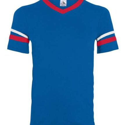 V-Neck Jersey with Striped Sleeves