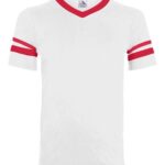 V-Neck Jersey with Striped Sleeves
