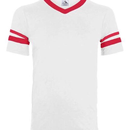 Youth V-Neck Jersey with Striped Sleeves