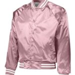 Unisex Satin Baseball Jacket Striped Trim