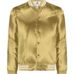Unisex Satin Baseball Jacket Striped Trim