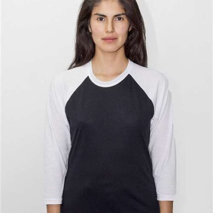 Unisex USA-Made Three-Quarter Sleeve Raglan Baseball T-Shirt