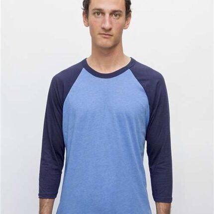 Unisex USA-Made Three-Quarter Sleeve Raglan Baseball T-Shirt