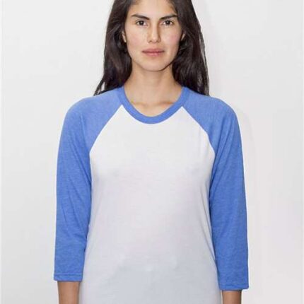 Unisex USA-Made Three-Quarter Sleeve Raglan Baseball T-Shirt