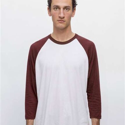 Unisex USA-Made Three-Quarter Sleeve Raglan Baseball T-Shirt