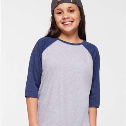 Youth Baseball Fine Jersey Three-Quarter Sleeve Tee